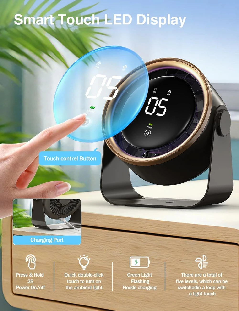 Rechargeable Desktop Cooling Fan